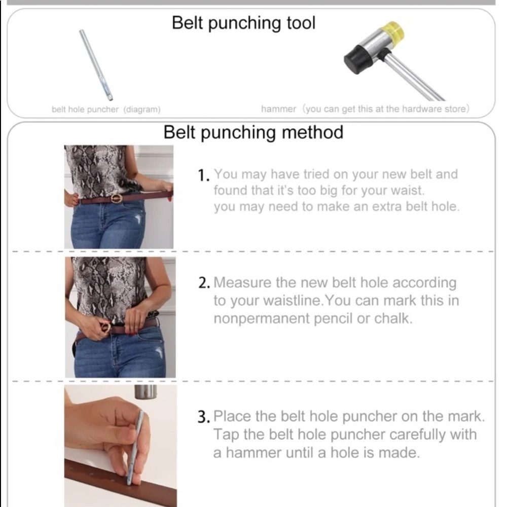 PU Leather Harness Belt w/ Hole Punch Tool - Picture 5 of 6